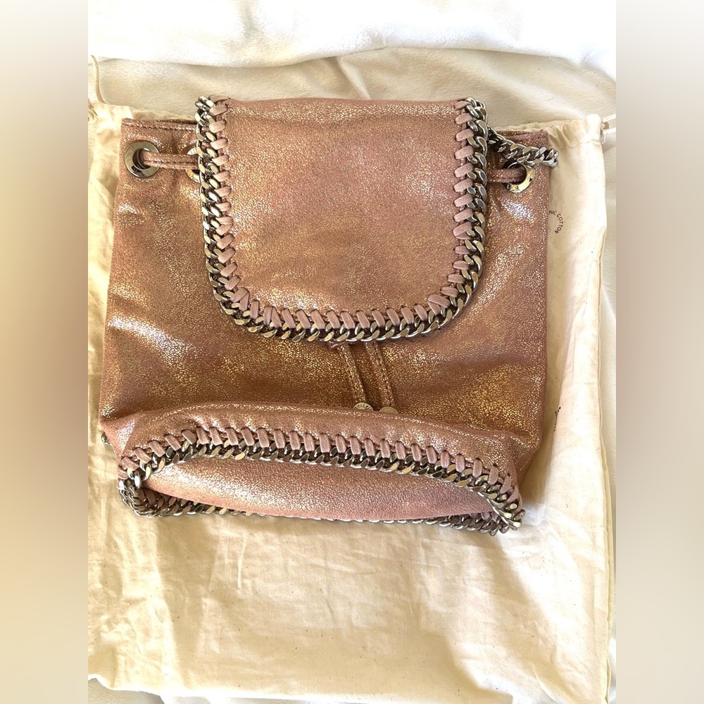 Authentic Stella McCartney Pearlescent Shaggy Deer Mini Rucksack Backpack Pink - Picture 5 of 15